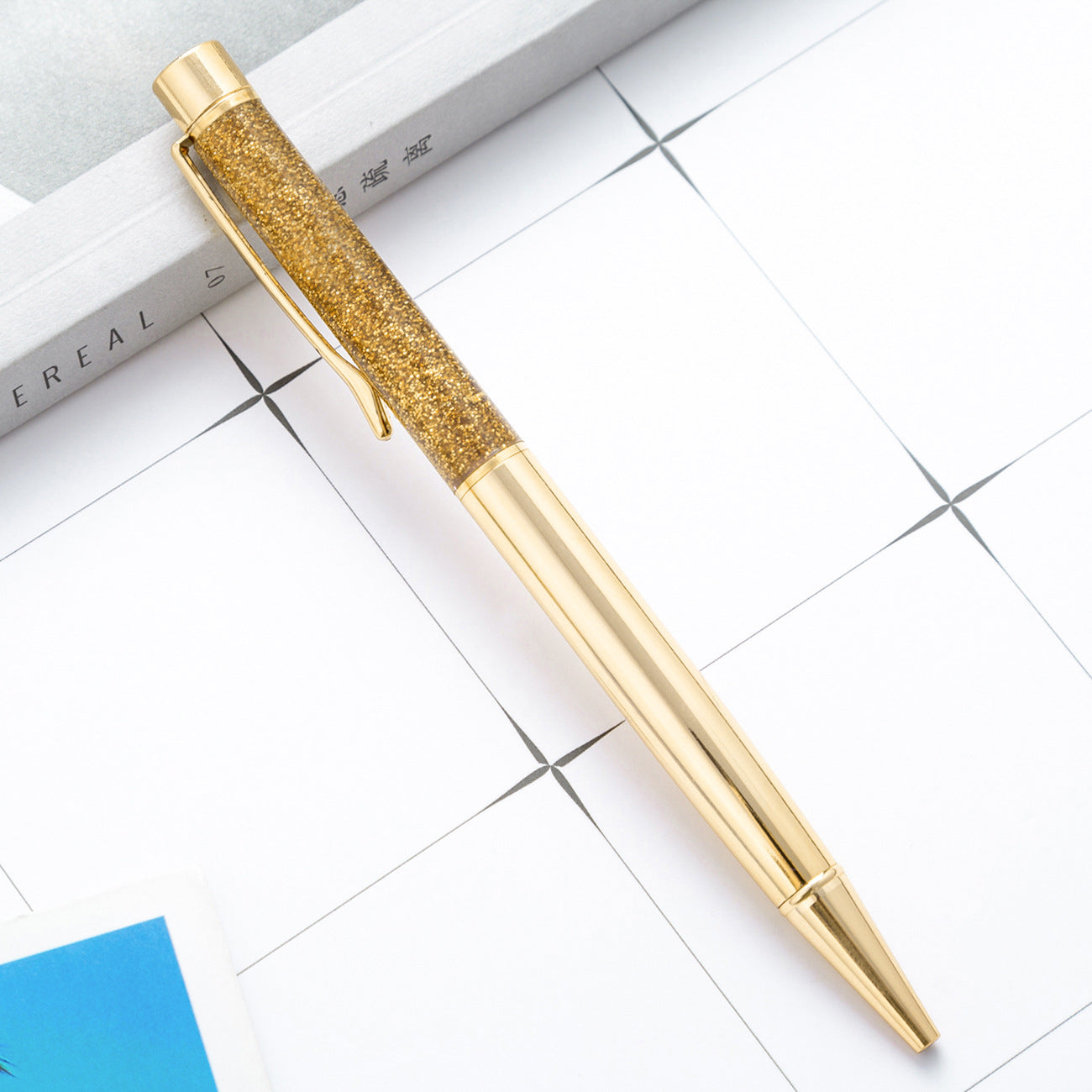 Wholesale Gold Powder Oil Pen Metal Ballpoint Pen